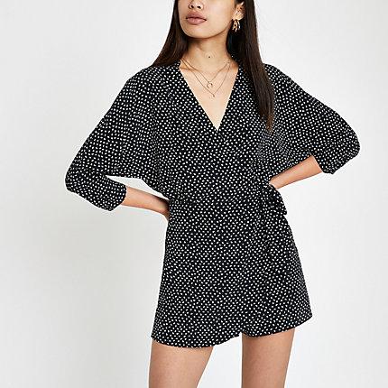 River Island Womens Print Wrap Playsuit