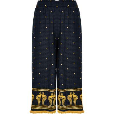 River Island Womens Plus Embroidered Hem Culottes