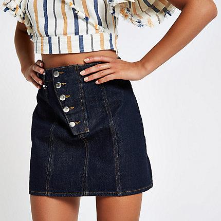 River Island Womens Raw Denim A Line Mini Skirt
