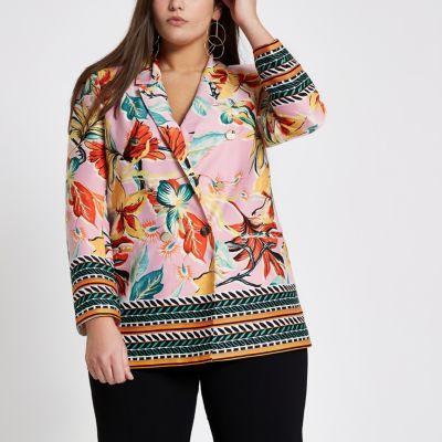 River Island Womens Plus Floral Mixed Print Blazer