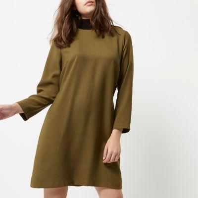 River Island Womens Petite Contrast Neck Shift Dress