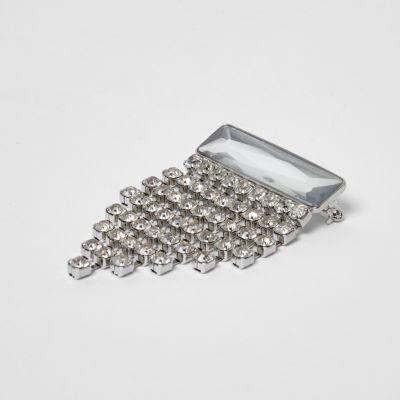 River Island Womens Silver Tone Diamante Cascade Brooch