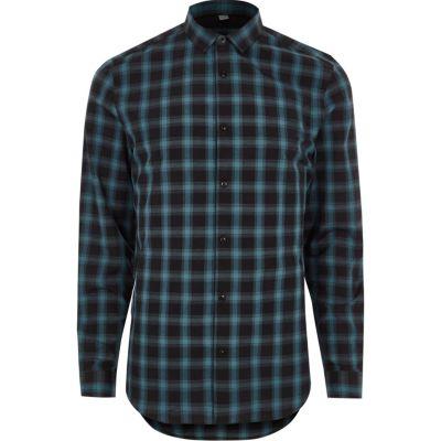 River Island Mens Blue Check Slim Fit Shirt