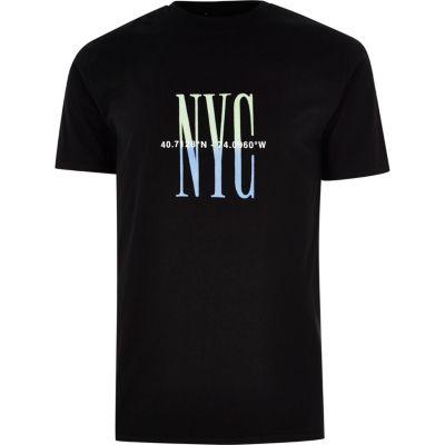 River Island Mens 'nyc' Flock Print T-shirt