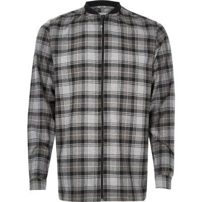 River Island Mens Check Flannel Baseball Shirt