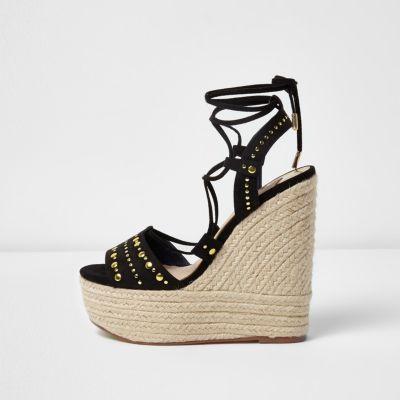 River Island Womens Studded Espadrille Platform Wedges