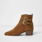 River Island Womens Double Buckle Studded Western Boots