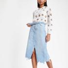 River Island Womens Belted A Line Midi Denim Skirt