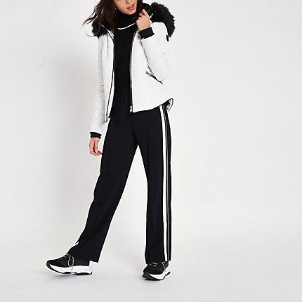 River Island Womens White Faux Fur Hood Long Sleeve Padded Jacket