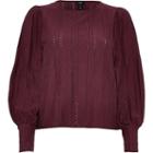 River Island Womens Petite Broderie Long Puff Sleeve Top