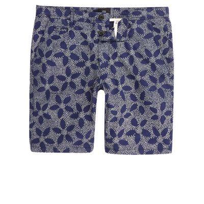 River Island Mens Dot Print Slim Fit Oxford Shorts