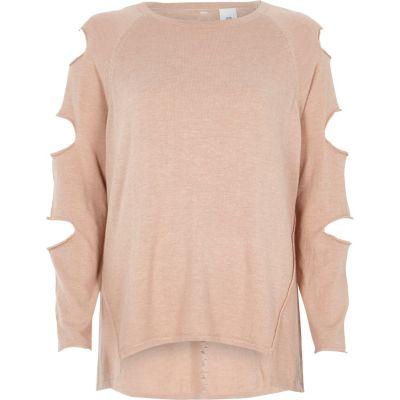 River Island Womens Slashed Sleeve Ladder Back Knitted Top