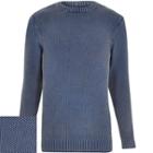 River Island Mensblue Bellfield Knitted Long Sleeve Sweater