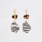 River Island Womens Gold Tone Animal Print Diamante Drop Earring