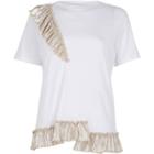 River Island Womens White Metallic Asymmetric Frill T-shirt