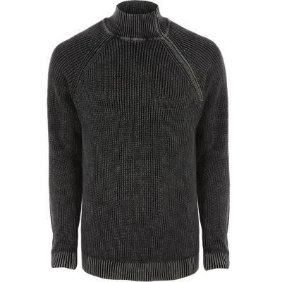 River Island Mens Only And Sons Washed Rib High Neck Jumper