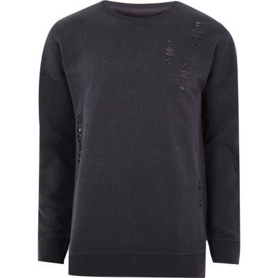 River Island Mens Distressed Sweatshirt