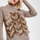 River Island Womens Faux Fur Front Knit Jumper