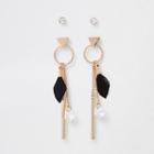 River Island Womens Gold Feather Drop Earring Multipack