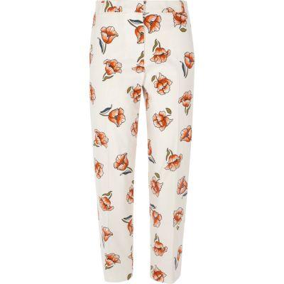 River Island Womens Petite Floral Print Cigarette Pants