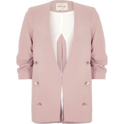 River Island Womens Blush Ruched Sleeve Blazer