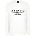 River Island Mens White 'infinity' Embroidered Soft Sweatshirt