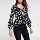 River Island Womens Printed Ruffle Button Front Blouse