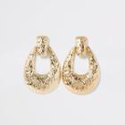 River Island Womens Gold Color Textured Doorknocker Earrings