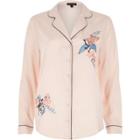 River Island Womens Embroidered Bird Pajama Shirt