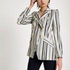 River Island Womens Stripe Double-breasted Tuxedo Jacket