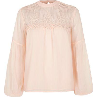 River Island Womens Cutwork Bell Sleeve Blouse