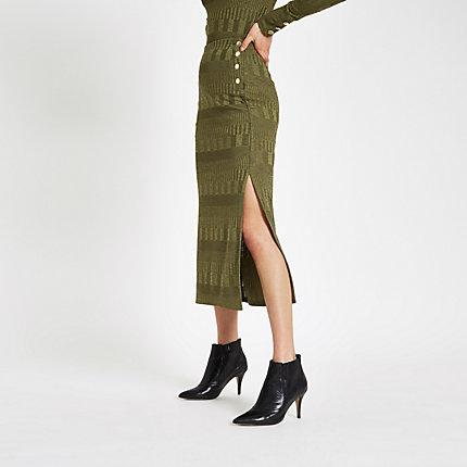 River Island Womens Button Side Jersey Midi Skirt