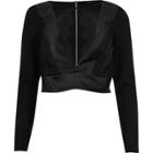River Island Womens Ribbed Satin Plunge Crop Top