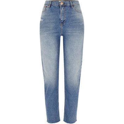 River Island Womens Bella Frayed Hem Straight Leg Jeans