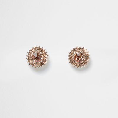River Island Womens Rose Gold Tone Jewel Sunray Stud Earrings