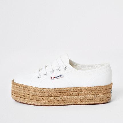 River Island Womens Superga White Espadrille Runner Trainers