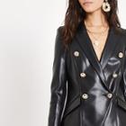 River Island Womens Leather Double Breasted Tux Blazer