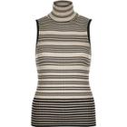 River Island Womens Stripe Turtle Neck Sleeveless Knit