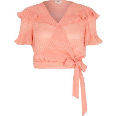 River Island Womens Ruffle Frill Wrap Crop Top