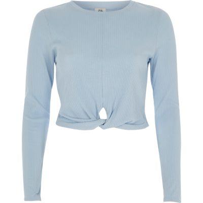 River Island Womens Twist Front Long Sleeve Crop Top