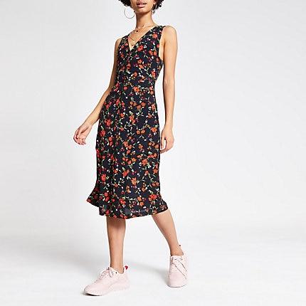 River Island Womens Floral Print Midi Dress