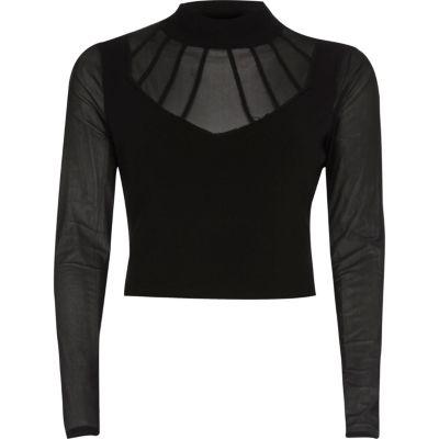 River Island Womens Mesh Turtleneck Crop Top