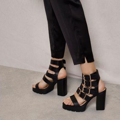 River Island Womens Ri Studio Buckle Block Heel Sandals