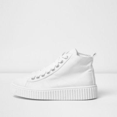 River Island Womens White Chunky Sole High Top Sneakers