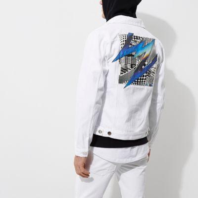 River Island Mens White Felipe Pantone Denim Jacket