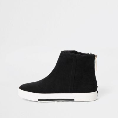 River Island Womens Faux Fur Wide Fit Lined Boots