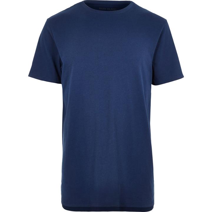 River Island Mensblue Marl Longline T-shirt