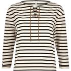 River Island Womens Stripe Lace-up Neck Top