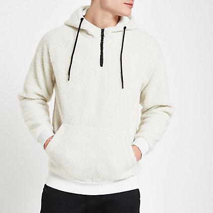 River Island Mens Only And Sons White Hooded Fleece