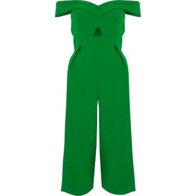 River Island Womens Petite Bardot Cut Out Culotte Jumpsuit